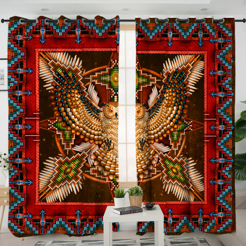 Powwow StoreLVR0016 Pattern Red Mandala  Living Room Curtain