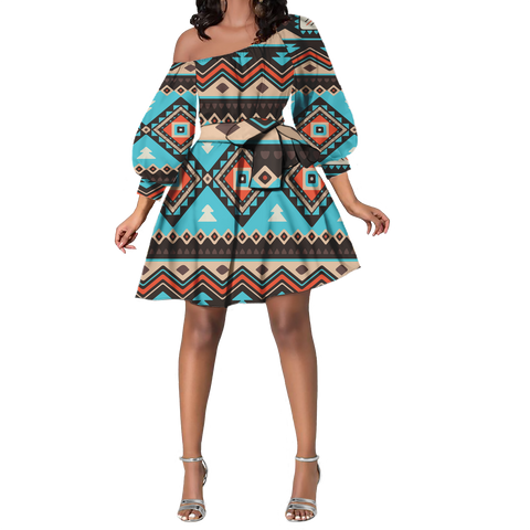 Powwow StoreGBNAT00319 Pattern Native Lovely Women Dress