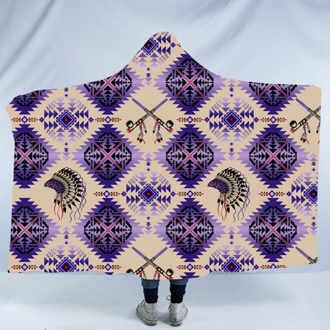 Powwow StoreGBNAT00744 Pattern Native American Design Hooded Blanket