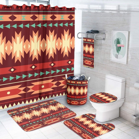 Powwow Store gb nat00510 red ethnic pattern bathroom set