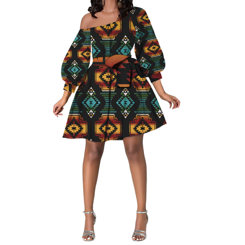 Powwow StoreGBNAT00321 Pattern Native Lovely Women Dress