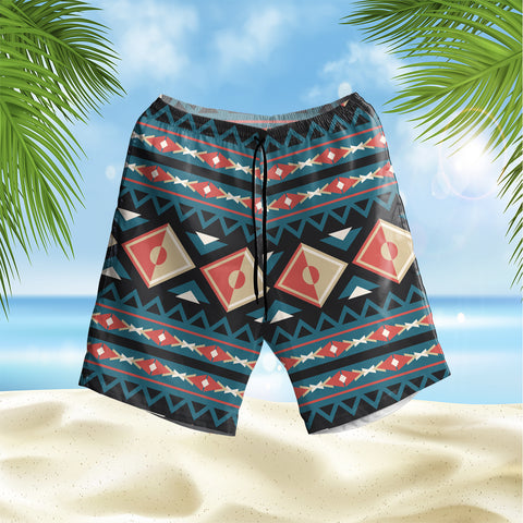 Powwow Store gb nat00315 diamond pattern hawaiian shorts