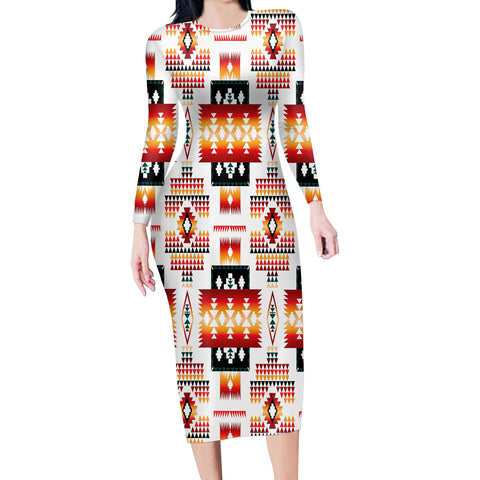 Powwow Store gb nat00075 white tribes pattern native american body dress