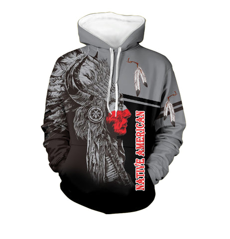 Powwow Store gb nat00457 black red chief native 3d hoodie
