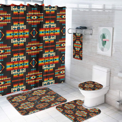 Powwow Store gb nat00402 black pattern native bathroom set