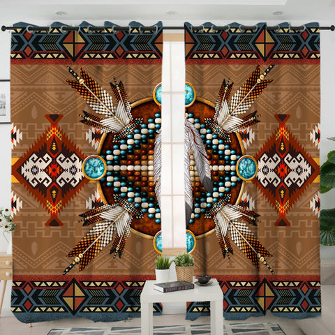 Powwow StoreLVR0014  Pattern Brown Mandala   Living Room Curtain