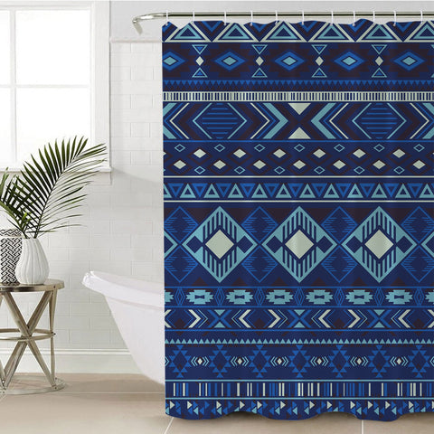 Powwow Store gb nat00407 navy pattern native shower curtain