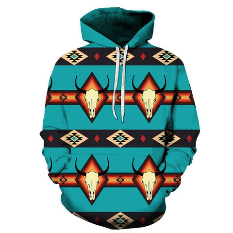 Bison Tribes Pattern Native American All Over Hoodie - Powwow Store