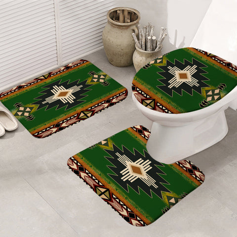 Powwow Store gb nat0001 southwest green symbol native american bathroom mat 3 pieces