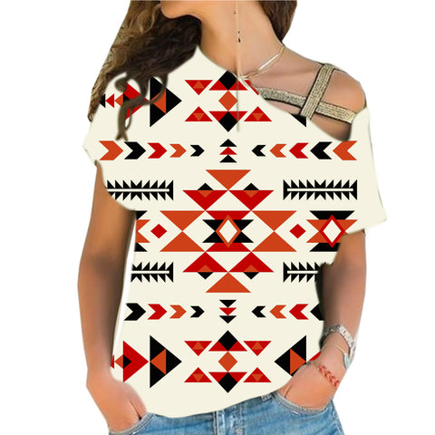Powwow StoreGBNAT0051402 Ethnic Pattern Design Cross Shoulder Shirt