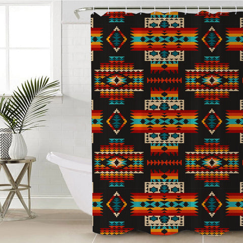 Powwow Store gb nat00402 black pattern native shower curtain