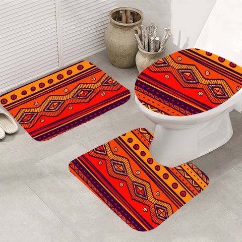 Powwow Store gb nat00576 pattern color orange bathroom mat 3 pieces
