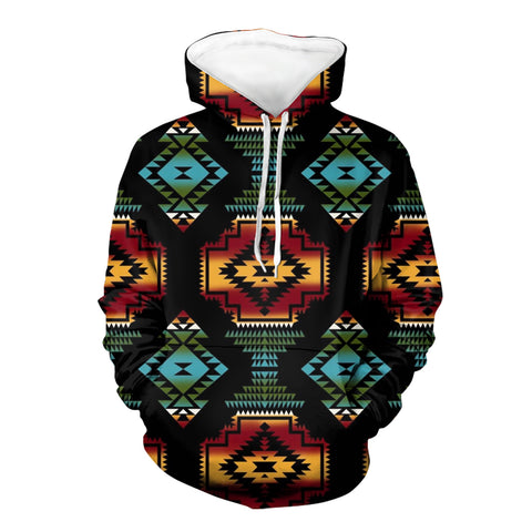 Powwow Store gb nat00321 native american patterns black red 3d hoodies