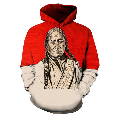 Red Chieft Native American All Over Hoodie no link - Powwow Store