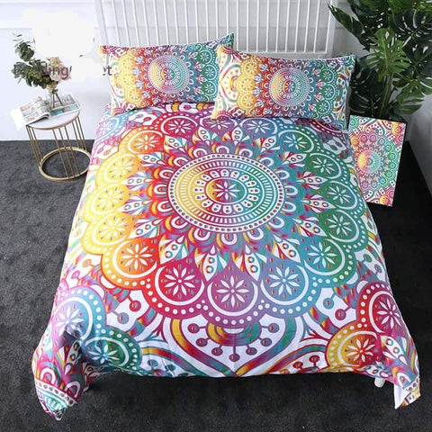 Mandala Colorful Flower Native American Bedding Sets no link - Powwow Store