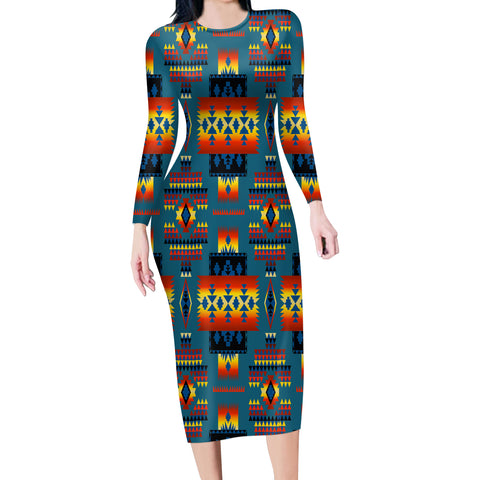 Powwow Store gb nat00046 21 blue native tribes pattern native american body dress