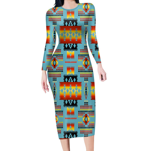 Powwow Store gb nat00046 20 blue native tribes pattern native american body dress