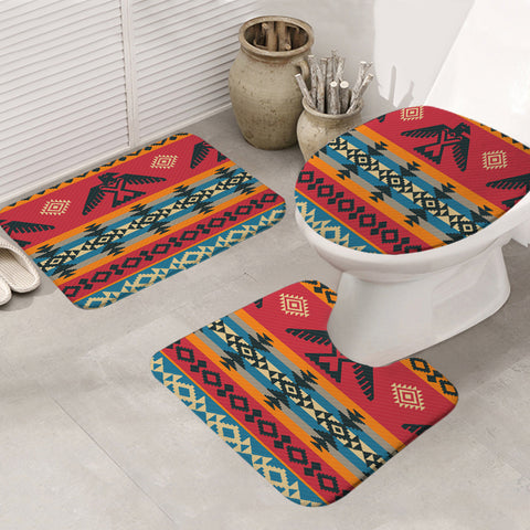 Powwow Store gb nat00029 red thunderbird native american bathroom mat 3 pieces