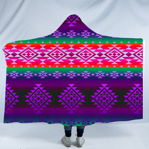 Powwow StoreGBNAT00680 Pattern Native American Design Hooded Blanket