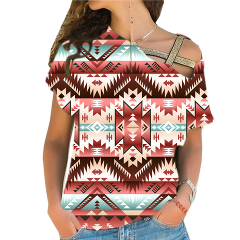 Powwow StoreGBNAT00540 Ornamental Patter Cross Shoulder Shirt