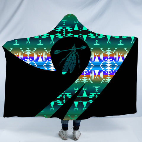 Powwow StoreHDB0086 Pattern Native American Design Hooded Blanket