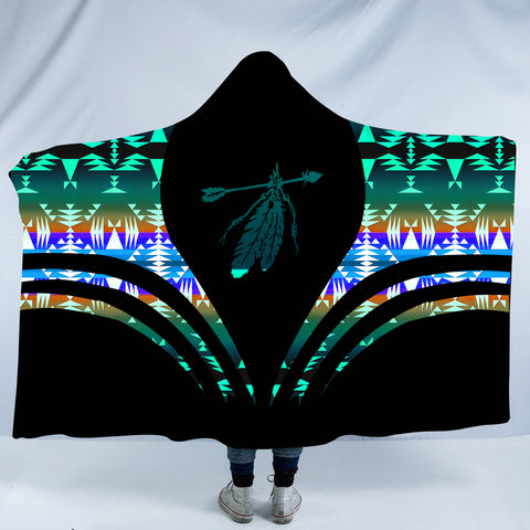 Powwow StoreHDB0085 Pattern Native American Design Hooded Blanket