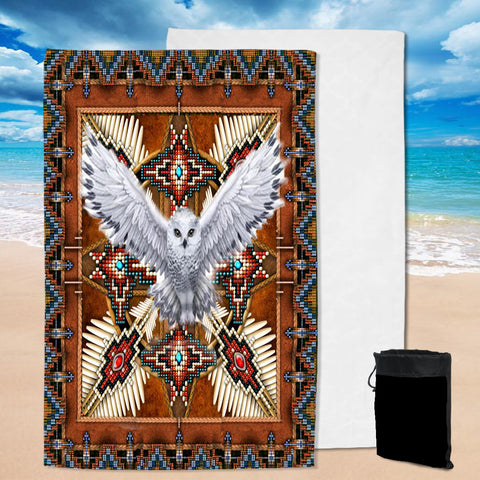 Powwow StorePBT0006 Blue Tribe Owl Pool Beach Towel