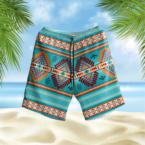 Powwow Store gb nat00087 02 blue thunderbird hawaiian shorts