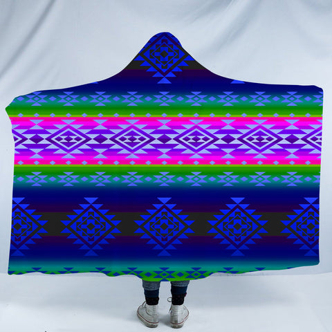 Powwow StoreGBNAT0068002 Pattern Native American Design Hooded Blanket