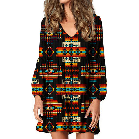 Powwow Store gb nat00402 black pattern native swing dress