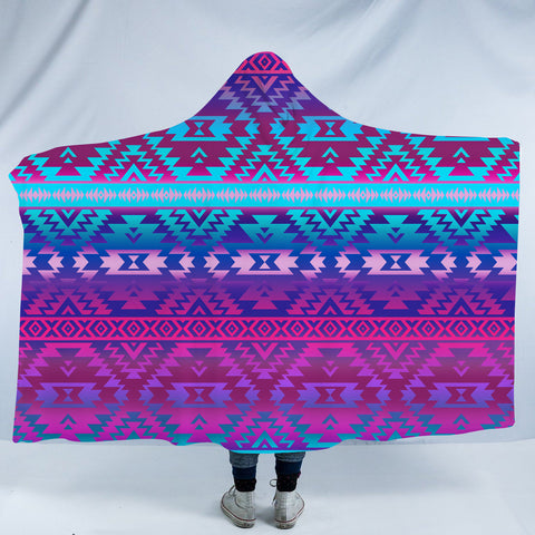 Powwow StoreHDB008 Pattern Native American Design Hooded Blanket