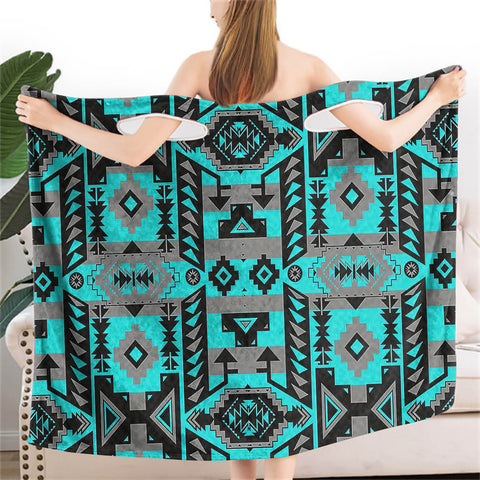 Powwow StoreGBNAT00626 Pattern Native Women Wearable BathRobe