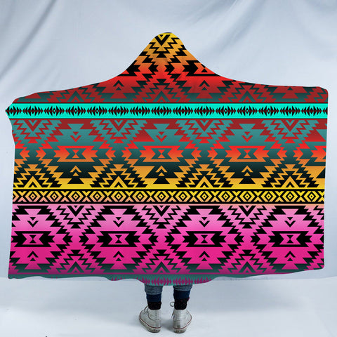 Powwow StoreHDB007 Pattern Native American Design Hooded Blanket