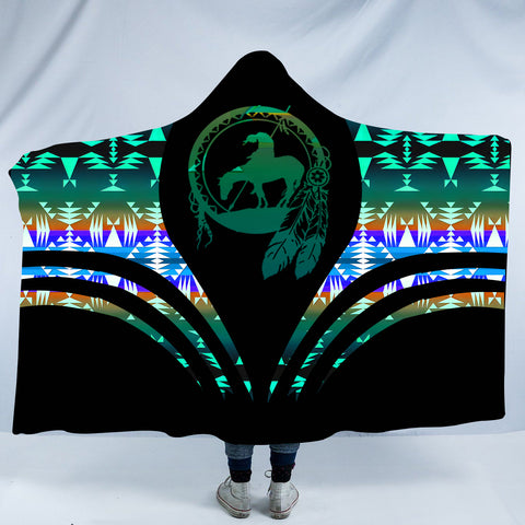Powwow StoreHDB0083 Pattern Native American Design Hooded Blanket