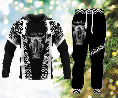 Powwow StoreHLP00122 Pattern Native Hoodie Long Pants 3D Set