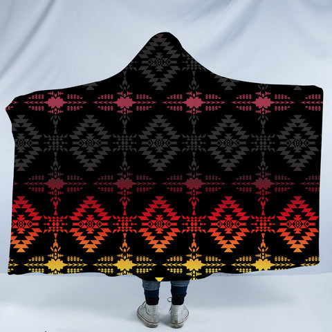 Powwow StoreGBNAT00684 Pattern Native American Design Hooded Blanket
