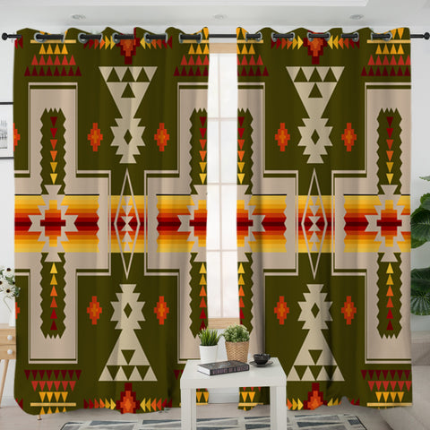 Powwow Store gb nat00062 12 dark green design native living room curtain