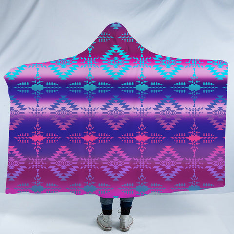 Powwow StoreHDB005 Pattern Native American Design Hooded Blanket