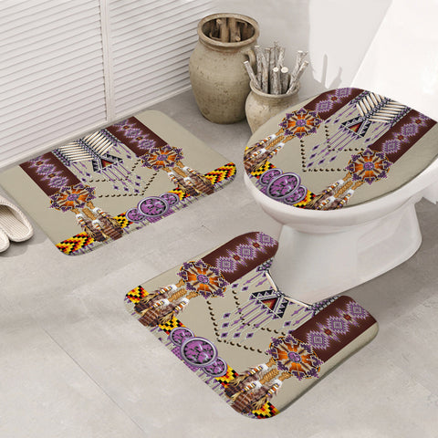 Powwow Store gb nat00069 03 purple pattern breastplate bathroom mat 3 pieces