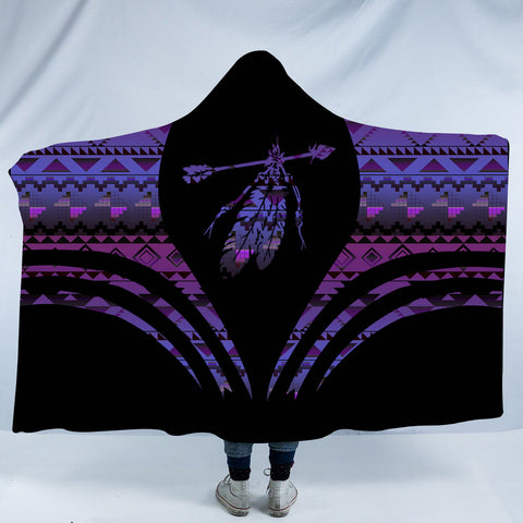 Powwow StoreHDB0081 Pattern Native American Design Hooded Blanket