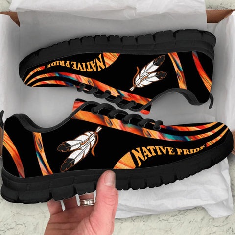 Powwow StoreSNK0011 Orange Pattern Feather Native Sneaker