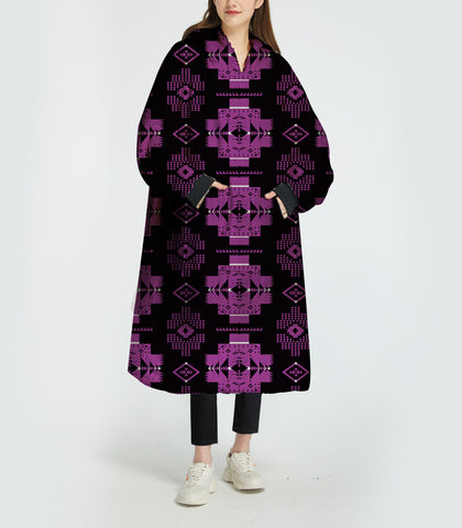 Powwow StoreGBHW00077 Pattern Native 3D Sherpa Hoodie Blanket