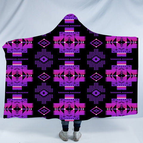 Powwow StoreGBNAT00720 Pattern Native American Design Hooded Blanket