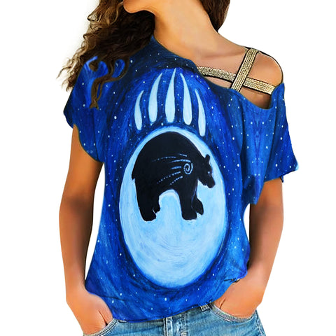 Powwow Store gb nat00280 mama bear footprints native american cross shoulder shirt