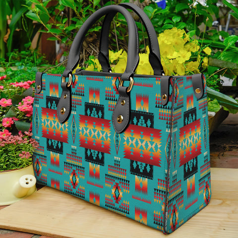Powwow StoreGBNAT0004601 Blue Native Tribes  Leather Bag