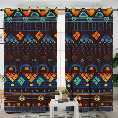 Powwow Store gb nat00582 bethno brown blue living room curtain