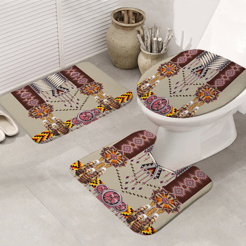 Powwow Store gb nat00069 04 pink pattern breastplate bathroom mat 3 pieces