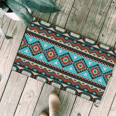 Powwow Store gb nat00319 tribal line shapes ethnic pattern doormat