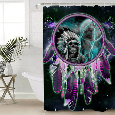 Powwow Store gb nat00356 skull chief dream catcher shower curtain
