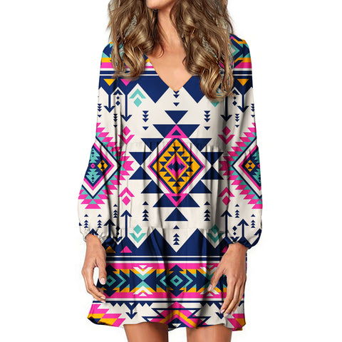 Powwow Store gb nat00316 pink pattern native american swing dress